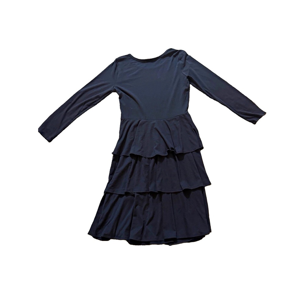 LuLaRoe Womens Black Solid Scoop Neck Long Sleeve Ruffle Dress XL